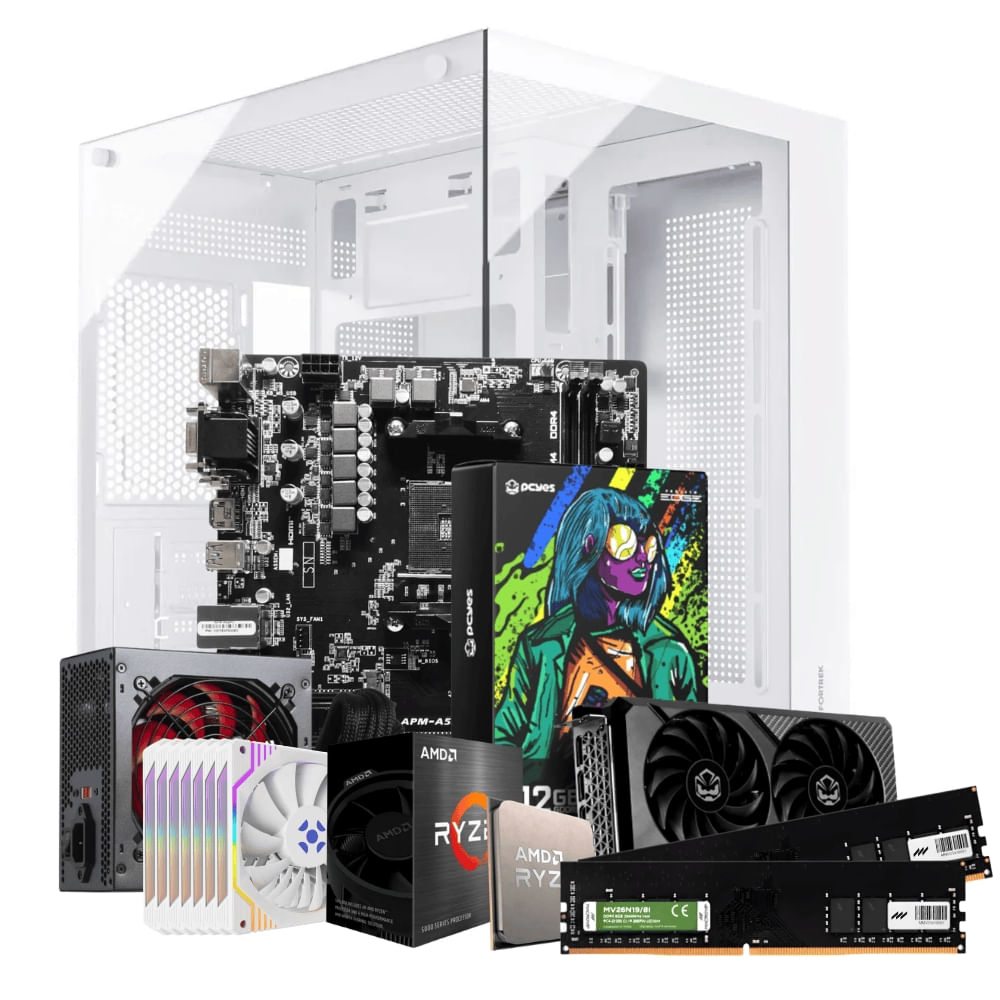 PC Gamer Ryzen 7 5700 RTX 3060 16GB 512GB Montado Cor Branco - Ri