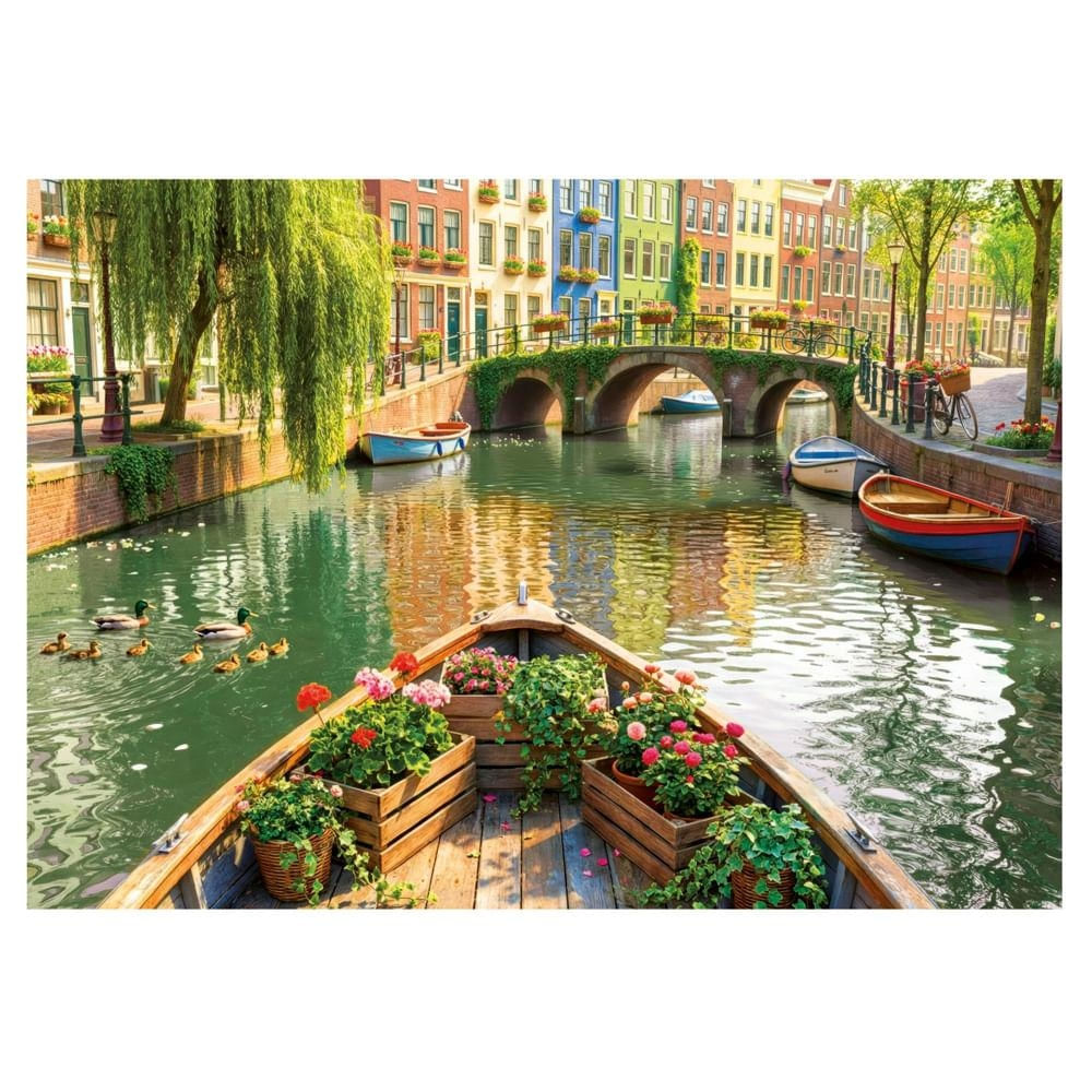 Puzzle 1000 Peças Passeio de Barco em Amsterdam - Educa 20563 - Ri