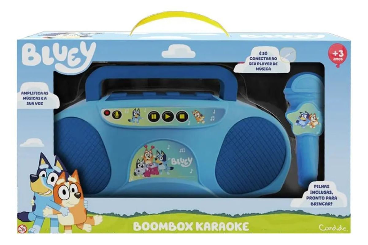 Brinquedo Karaokê Infantil Boombox Bluey Candide - 7971 - Ri Happy