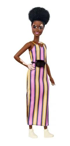 Barbie Fashionistas 135 Vestido Longo Listrado - Vitiligo