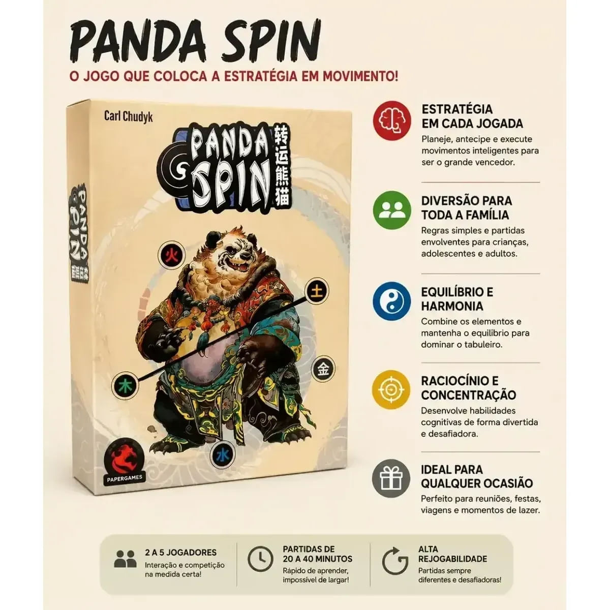 Jogo Panda Spin Board Game Estratégico Importado Jogo Panda - Ri Happy