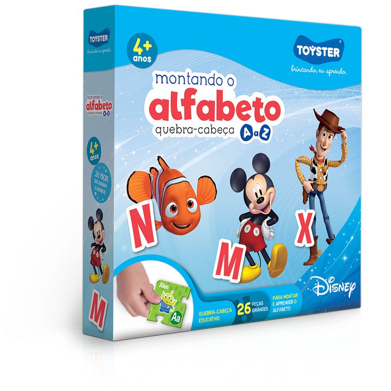 Quebra-Cabeca---26-Pecas---Disney---Montando-o-Alfabeto---Toyster--0