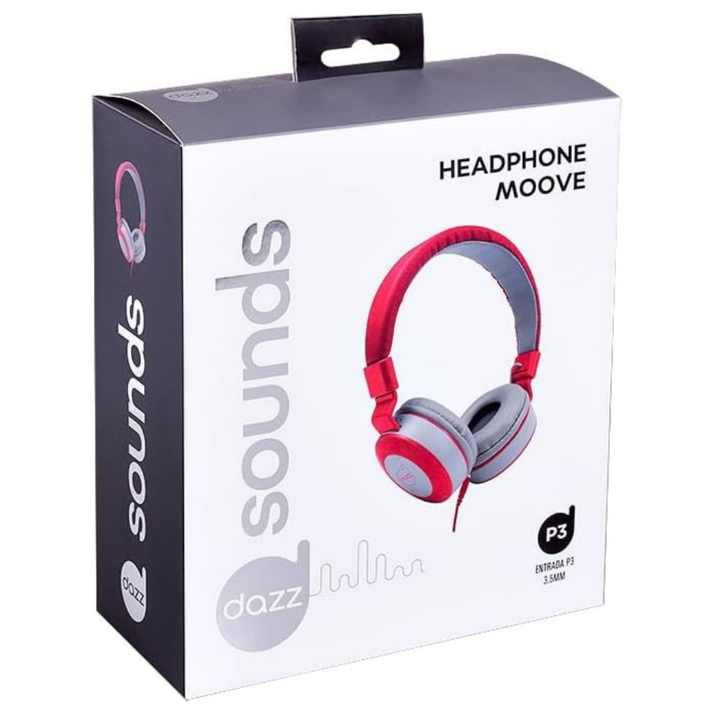 HEADPHONE MOOVE CINZA/VERMELHO P3 DAZZ - Ri Happy