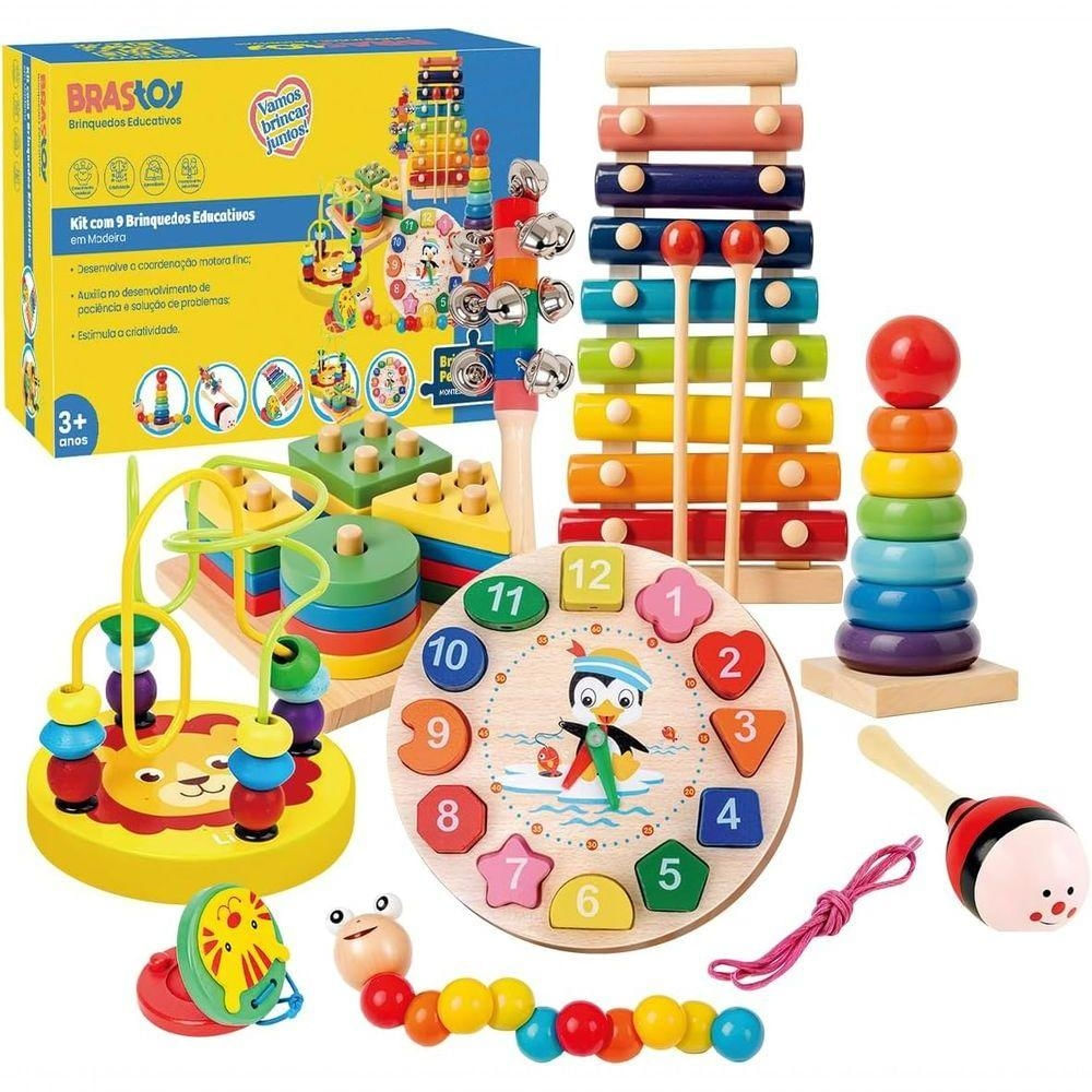 Brinquedo Educativo Montessori Conjunto de Madeira 8 Peças