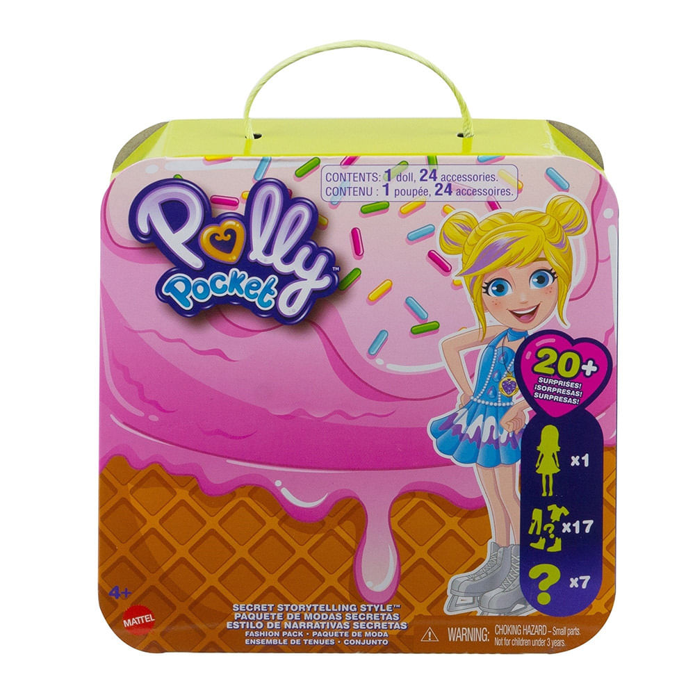 Mini Boneca - Polly Pocket - Polly com Carro de Carnaval - Carro de Sorvete  - Mattel - Ri Happy