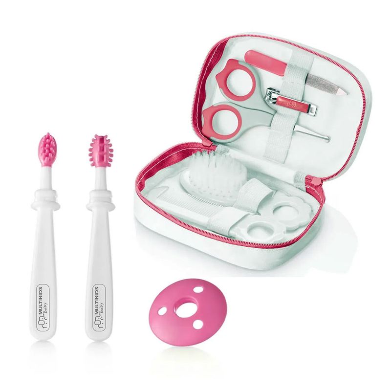 Kit-de-Conjuntos-de-Higiene---Estojo-com-8-Pecas---Rosa---Multikids-Baby