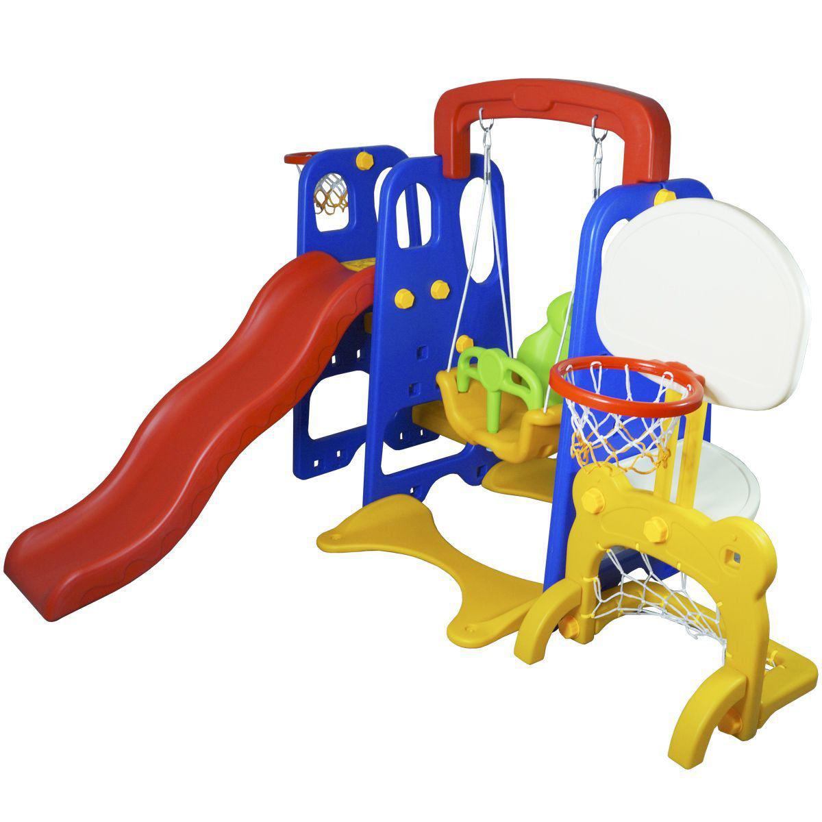 Escorrega Infantil Escorrega infantil com cesta de basquete, playground  infantil interno e externo, brinquedo deslizante escalador autônomo, onda  ampliada, grande área de espera (Color : Green) : : Brinquedos  e Jogos