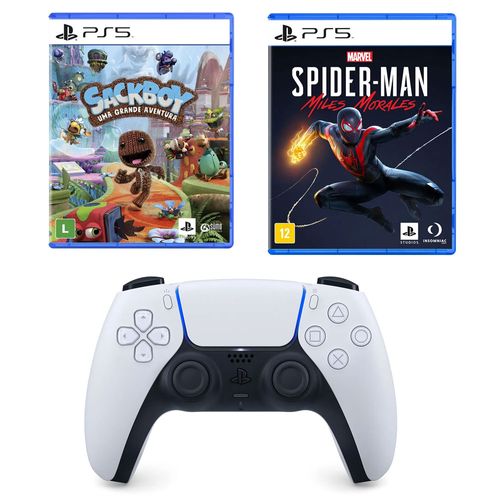 Kit De Jogos PS5 - Spider-Man e Sackboy Com Controle Sem Fio - Sony