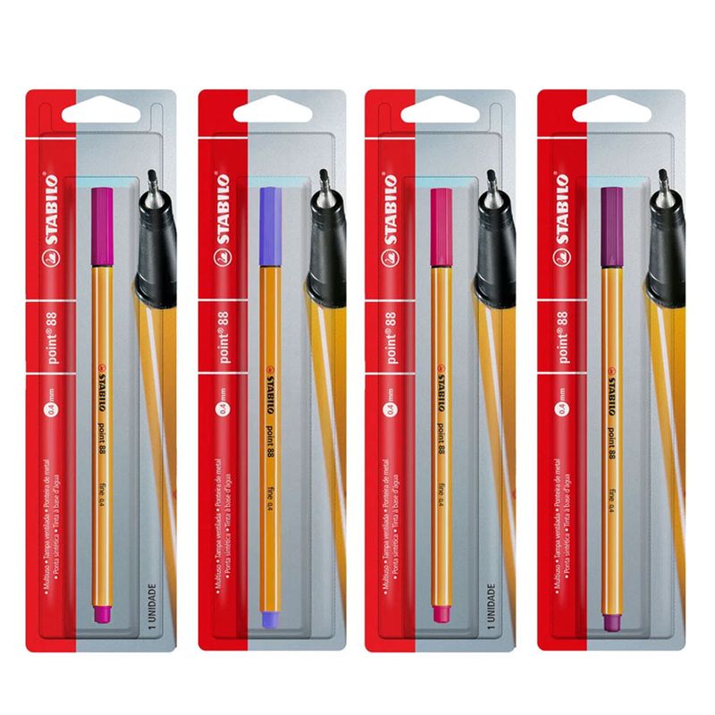 Kit-de-Canetas-Hidrograficas---Point---88mm---4-Cores---Stabilo