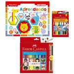 Kit-de-Colorir-com-Livro-Aprendendo-com-os-Animais---Canetinhas-e-Lapis-de-Cor---Faber-Castell