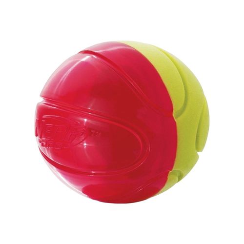 Brinquedo para Pets - Bolinha de Basquete - 6 cm - NERF Dogs - Vermelho e Amarelo Fluorescente