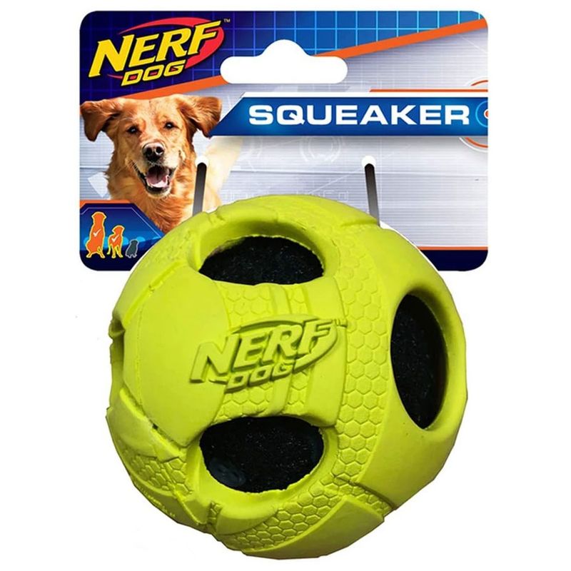 brinquedo-para-pets-bolinha-com-furos-8cm-amarelo-fluorescente-nerf-dogs-100406654_Frente