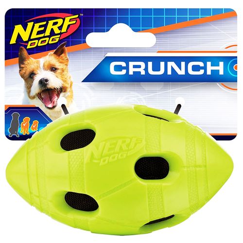 Brinquedo para Pets - Bolinha Oval com Furos - 15 cm - NERF Dogs - Amarelo Fluorescente