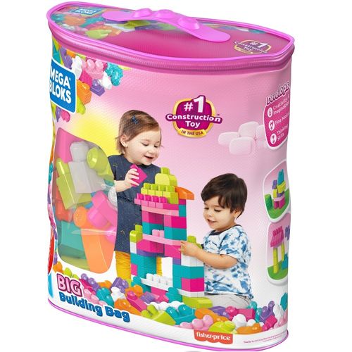 Bloco De Montar - Mega Bloks - Sacola de 80 Blocos Rosa - Mattel