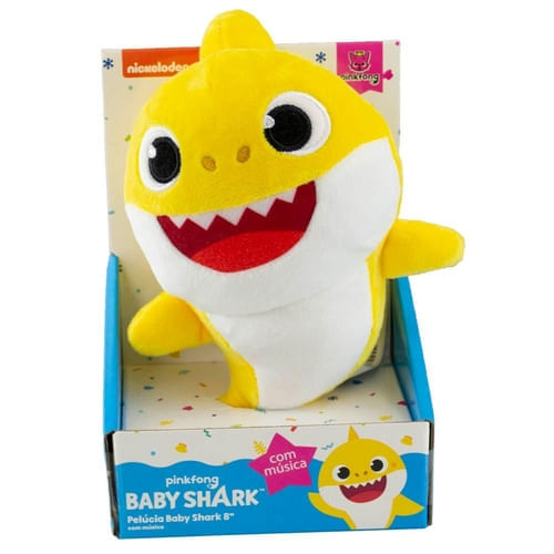 Baby Shark - Pelúcia Musical 20cm - Tubarão Amarelo - Sunny