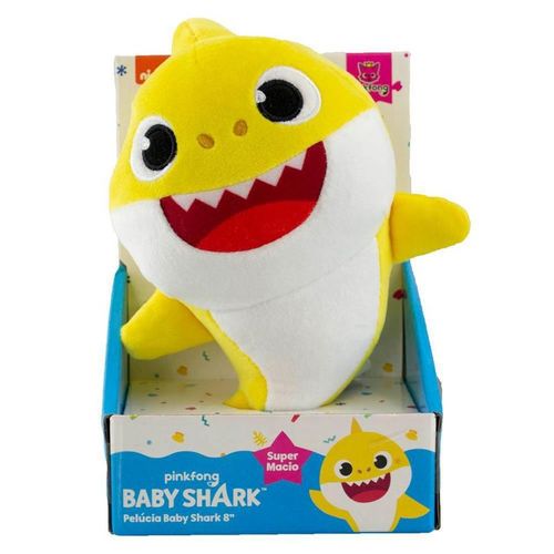 Baby Shark - Pelúcia 20cm - Tubarão Amarelo - Sunny