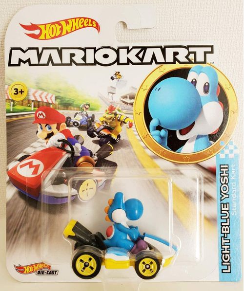 Hot Wheels - Mario Kart - Light-Blue Yoshi Standard Kart Gbg35