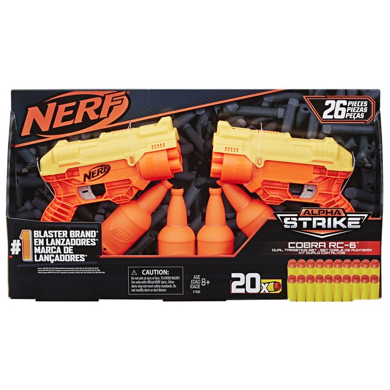 Nerf Lançador Alpha Strike Cobra Rc 6 Kit Duplo Com Alvos E7566 Hasbro Ri Happy