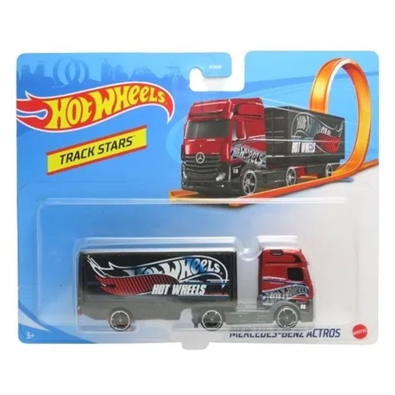 Carrinho Hot Wheels - Track Stars - Mercedes-Benz Actros - Baú