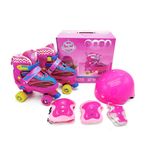 Patins-Classico---Ajustaveis-com-Kit-de-Protecao---Tamanho-34-a-37---Rosa---Uni-Art-0