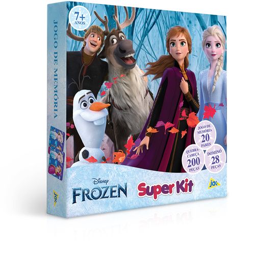 Super Kit com Quebra-Cabeça - Dominó - Jogo da Memória - Frozen - Toyster
