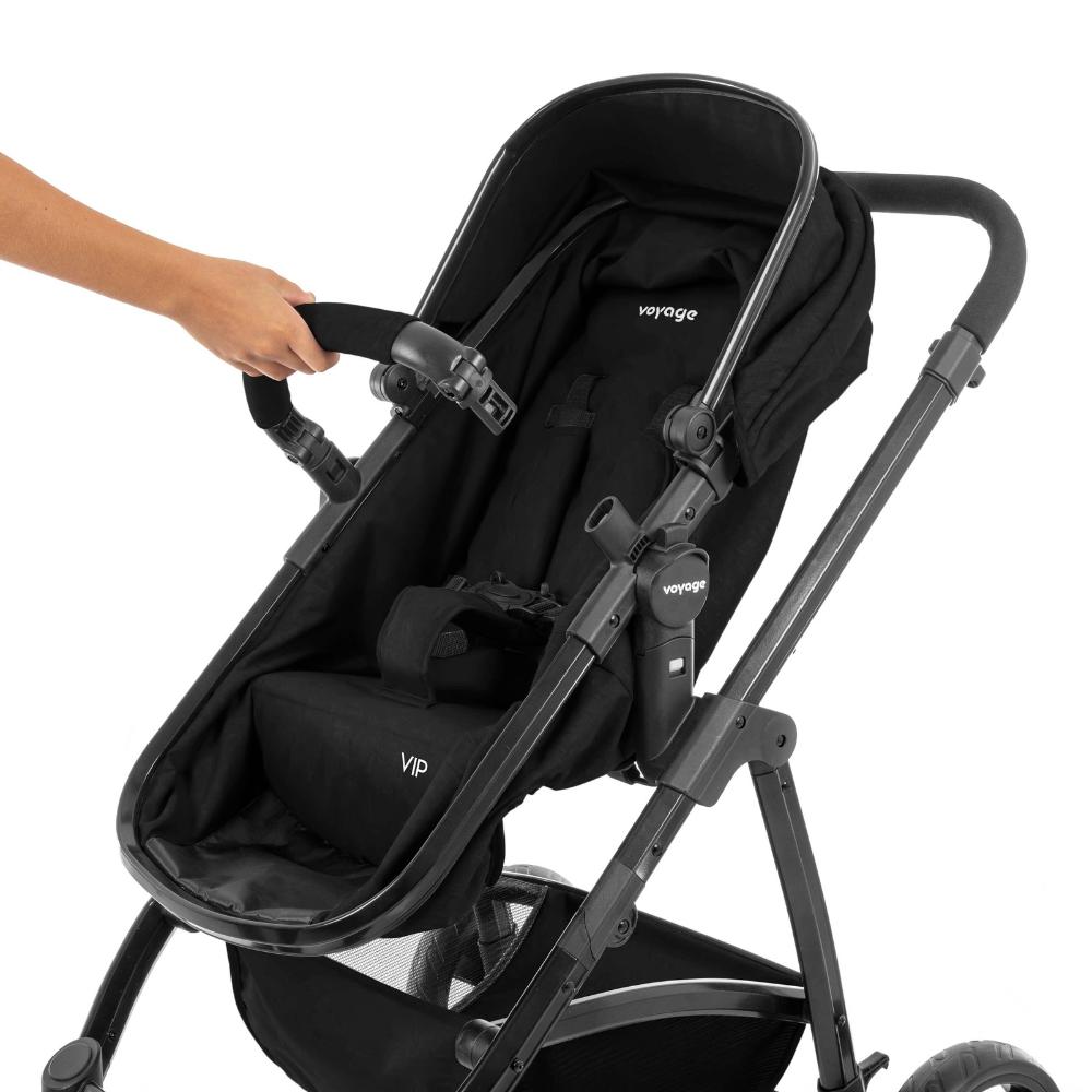 Travel System Carrinho de Bebê com Bebê Conforto Voyage VIP DUO Preto