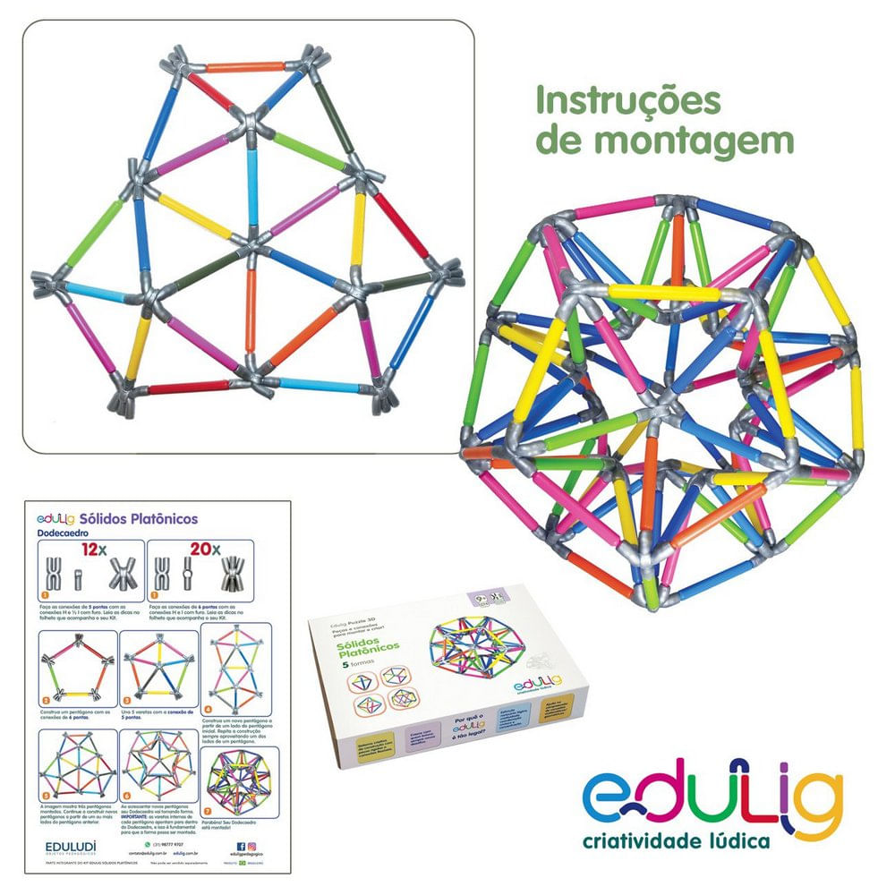 Quebra-cabeça Edulig Puzzle 3D Mini Sólidos Platônicos - 296 peças e -  Edulig, Kits pedagógicos e lúdicos, Puzzles 3D