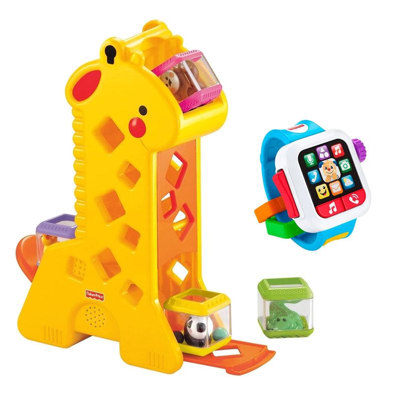 Kit-Fisher-Price---Girafa-Peek-a-Blocks-e-Meu-Primeiro-Smartwatch