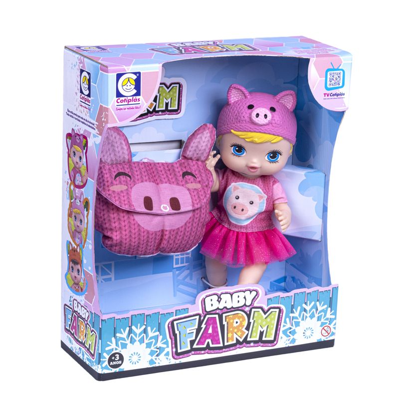 Boneca-Articulada---Baby-Farm---Pochete-Porquinho---29-cm---Cotiplas-0