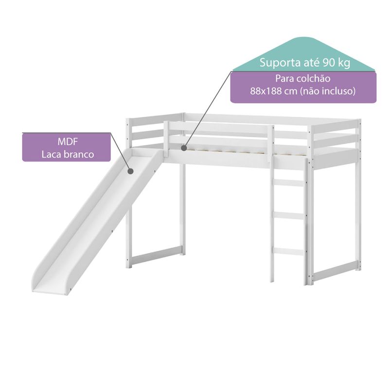Cama Infantil Prime Alta Ii Com, Your Zone Twin Metal Loft Bed Instructions