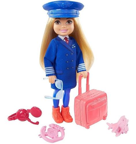 Boneca Barbie Playset Chelsea Prosissões Piloto De Avião