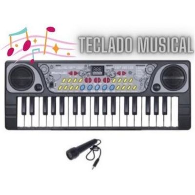 TECLADO MUSICAL INICIANTE 37 TECLAS C MICROFONE INFANTIL - Ri Happy