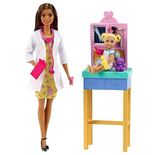 Boneca - Barbie - Profissões - Conjunto Pediatra - Morena - Mattel
