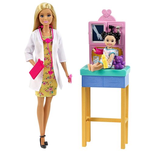Boneca Articulada - Barbie - Profissões - Conjunto Pediatra - Loira - Mattel