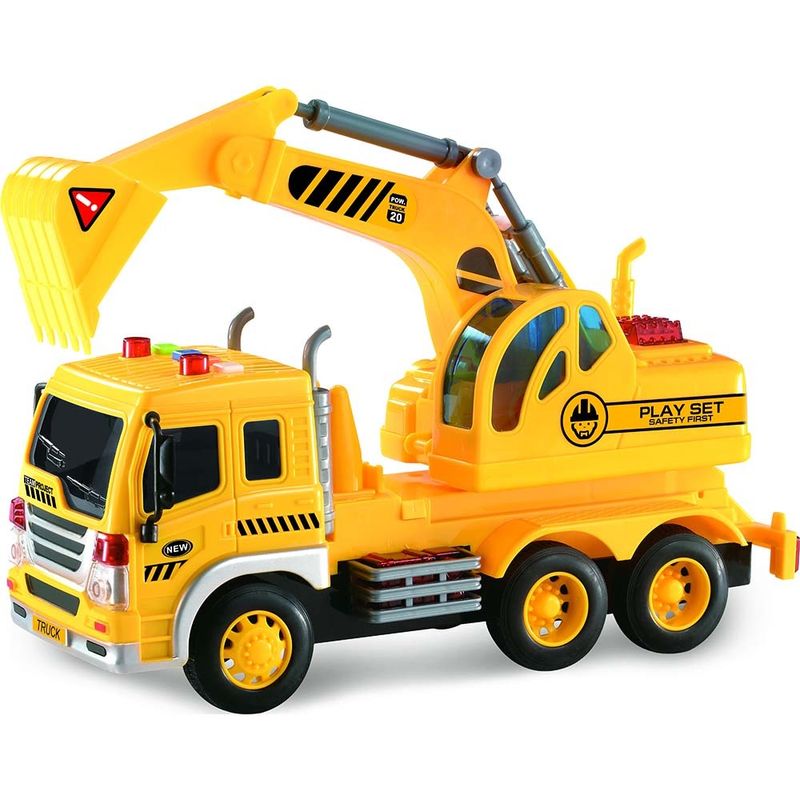 Mini-Veiculo---Escavadeira-de-Construcao---Shiny-Toys---Amarelo-0