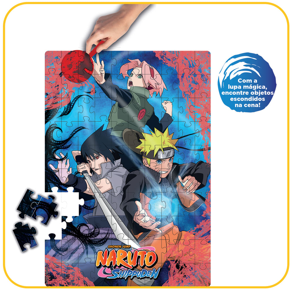 Quebra Cabeça Naruto Shippuden 100peças + Lente Mágica-elka