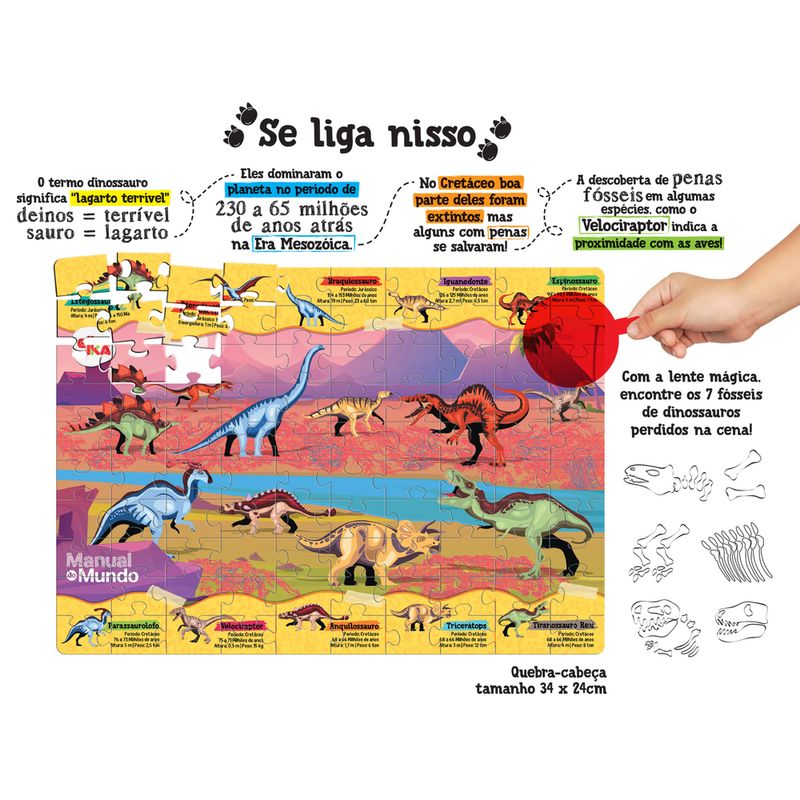 Quebra-Cabeca---100-Pecas---Manual-do-Mundo---Dinossauros---Elka-2