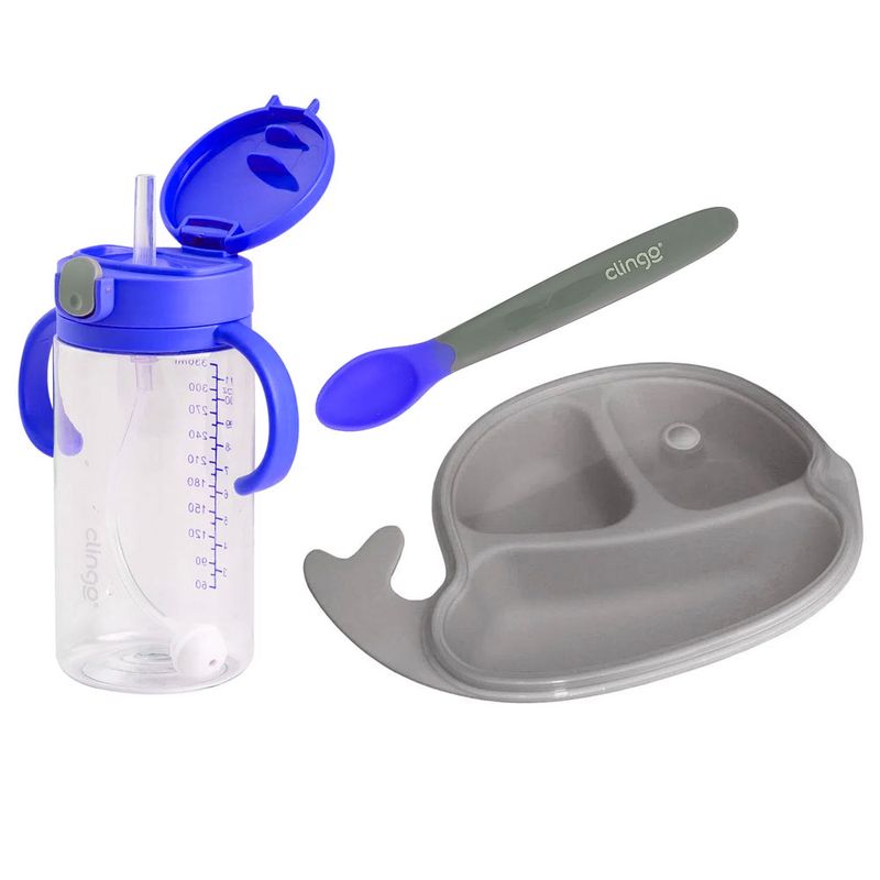 Kit-de-Alimentacao-Clingo---Baleia---Azul-e-Cinza---3-Pecas