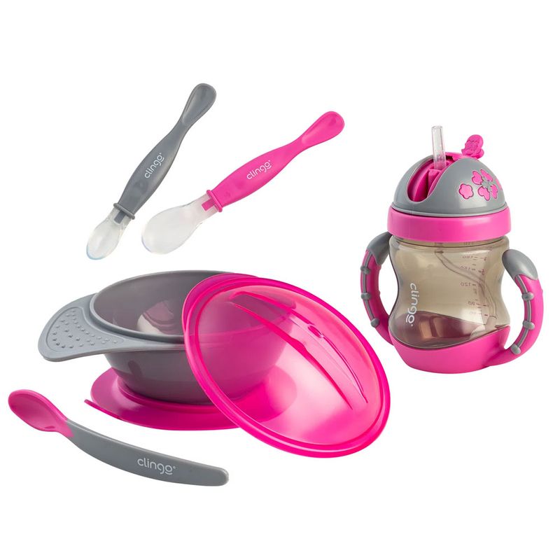 Kit-de-Alimentacao-Clingo---Rosa-e-Cinza---4-Pecas