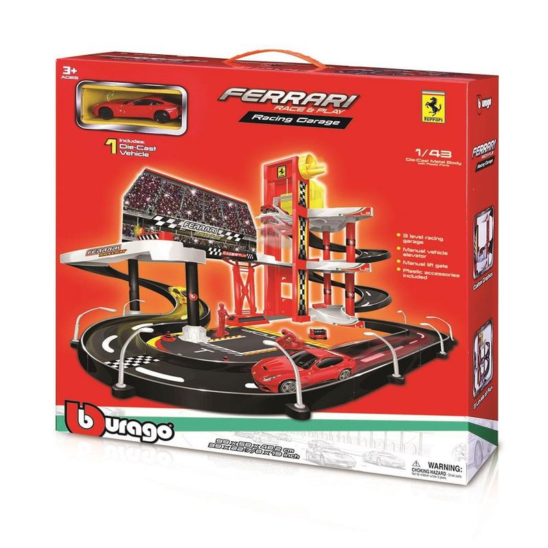 Pista-Racing-Garage---Ferrari---Race-Play-1-43---Burago---Vermelho-0