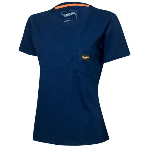 Camiseta Fem. Hot Wheels Logomania Pocket - Azul