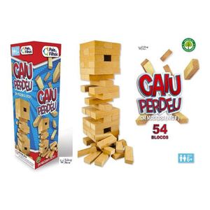 Jogo Torre de Equilibrio Caiu Perdeu blocos de montar 54 peças