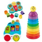 kit-fisher-price-potinhos-de-empilhar-com-encaixa-borboleta-e-carro-dos-animais-Frente
