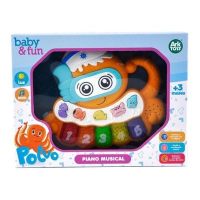 Teclado Infantil Musical Brinquedo com Luzes Polvo Laranja