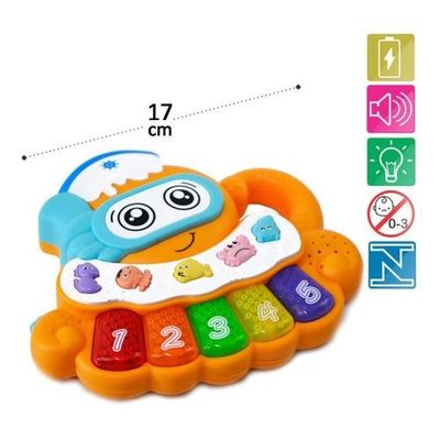 Teclado Infantil Musical Brinquedo com Luzes Polvo Laranja