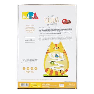 Brinquedo Educativo Madeira Rolando Figuras Com O Gatinho Babebi