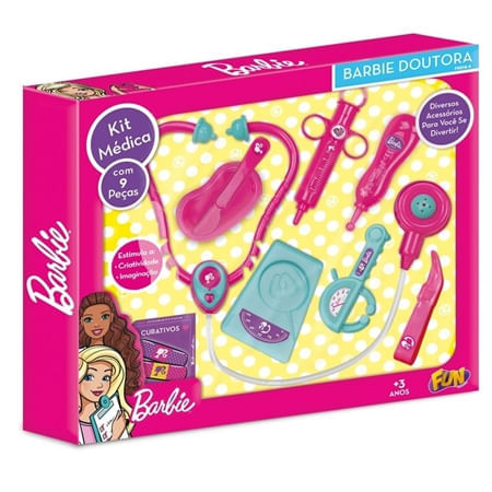 Barbie Kit Médico Doutora 9 peças- Fun