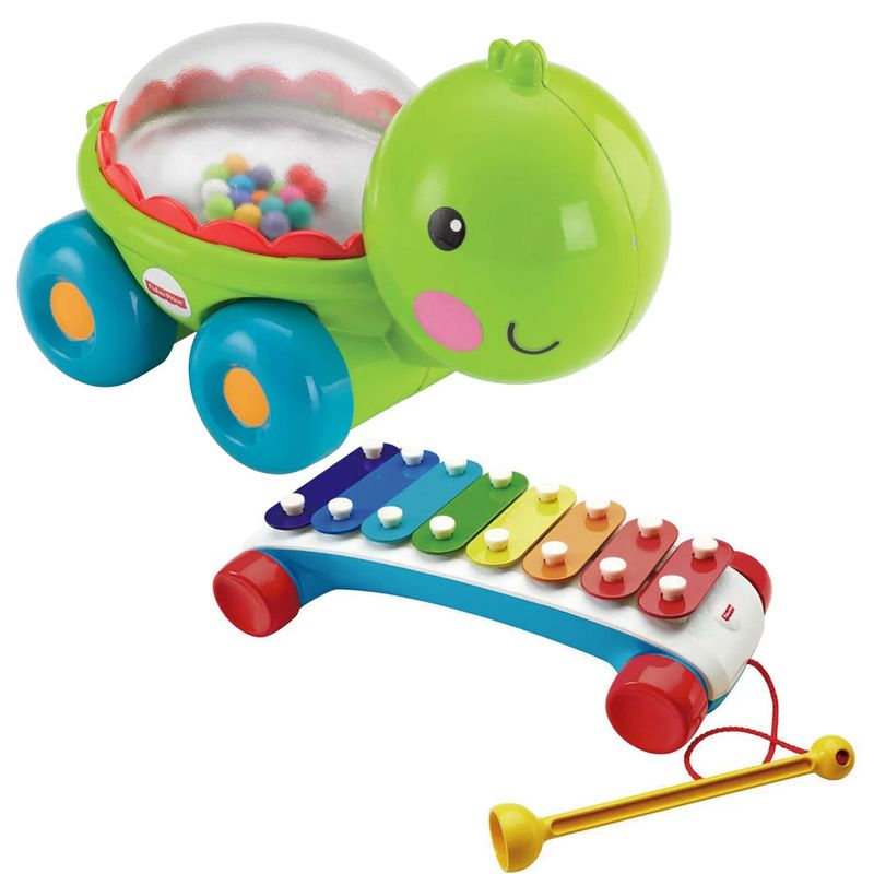 Kit-Fisher-Price---Xilofone-Colorido-e-Veiculos-dos-Animais---Tartaruga_Frente