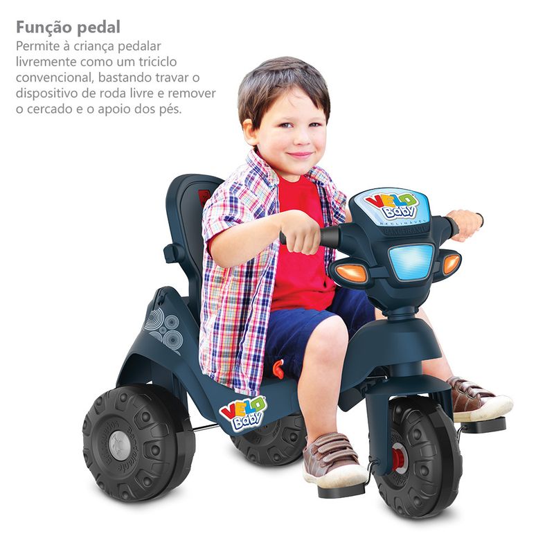 Triciclo-De-Passeio-e-Pedal---Reclinavel---Velobaby---Azul-Com-Capota---Bandeirante-4