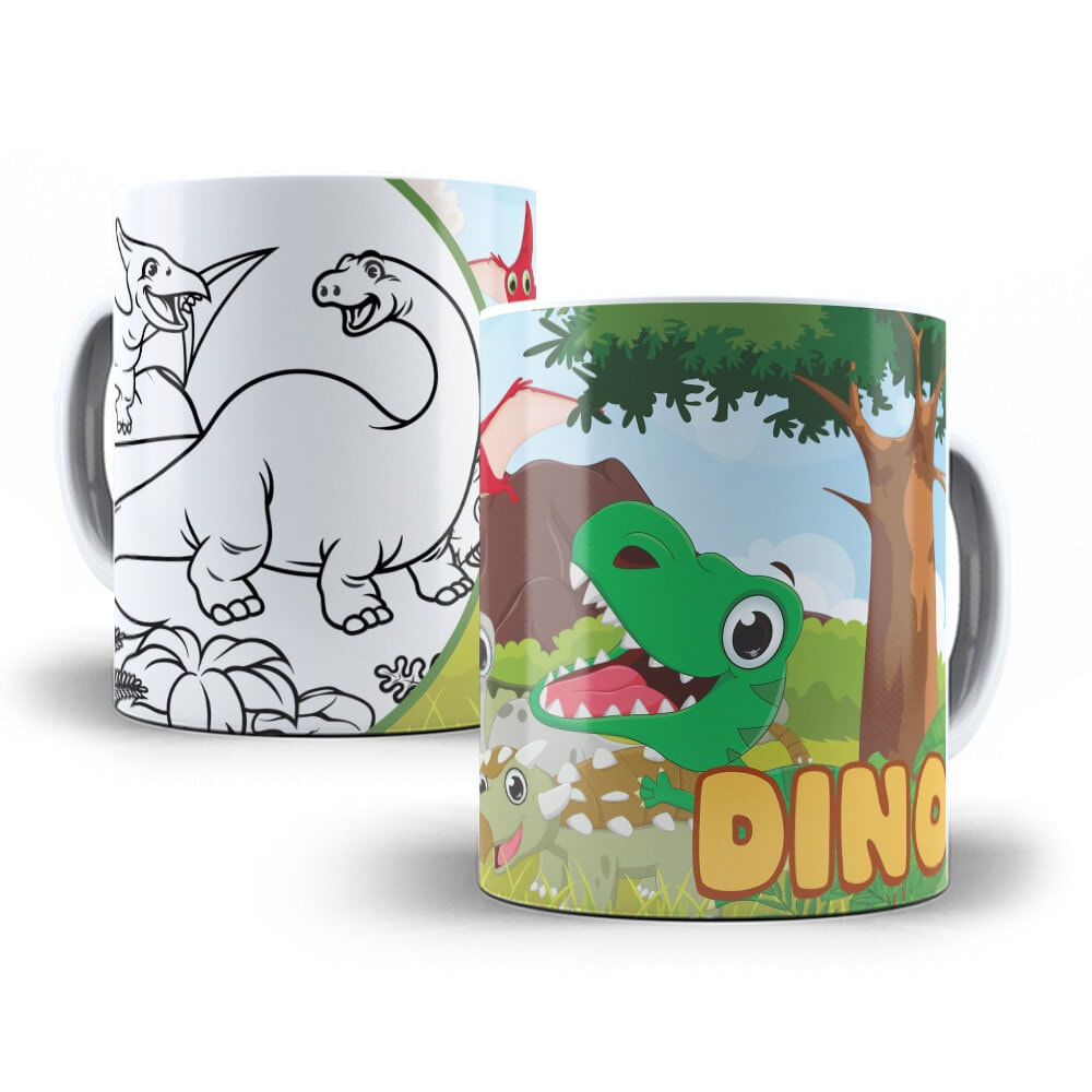 Kit Caneca para pintar Dinossauro + Jogo de Canetinhas Laváveis - Mary Pop  Personalizados - Canecas - Magazine Luiza